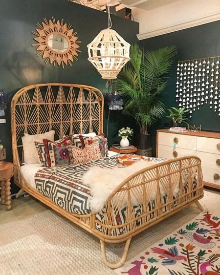 Simple Rattan Wavy Bed - Creative Design